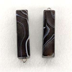 Natural Stripe Agate Stick Pendant Banded Black Dye, approx 13-50mm [GM24989]