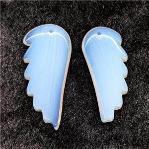 White Opalite Angel Wings Pendant, approx 20-42mm [GM24997]