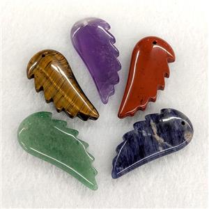 Natural Gemstone Angel Wings Pendant Mixed, approx 20-42mm [GM25005]