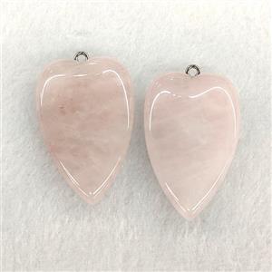 Natural Pink Rose Quartz Heart Pendant, approx 25-40mm [GM25008]