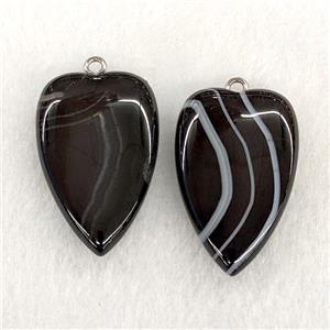 Natural Stripe Agate Heart Pendant Black Dye, approx 25-40mm [GM25010]