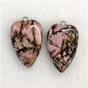 Natural Pink Chinese Rhodonite Heart Pendant, approx 25-40mm [GM25016]