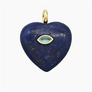 Blue Lapis Lazuli Heart Pendant Pave Zirconia Eye, approx 25mm [GM25054]