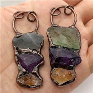 Fluorite And Amethyst Citrine Pendant Antique Red, approx 25-65mm [GM25069]