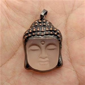 Clear Crystal Glass Buddha Pendant Matte Antique Red, approx 25-35mm [GM25072]