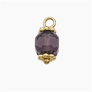 Purple Crystal Glass Pendant Copper Gold Plated, approx 5x5mm [GM25111]