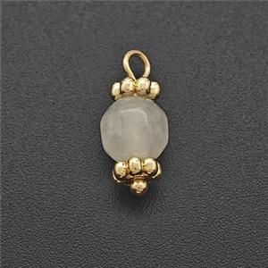 White Dye Jade Prism Pendant Copper Gold Plated, approx 6mm [GM25116]