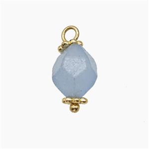 Blue Dye Jade Pendant Cut Round Copper Gold Plated, approx 8mm [GM25128]