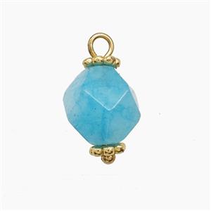 Aqua Dye Jade Pendant Cut Round Copper Gold Plated, approx 8mm [GM25129]