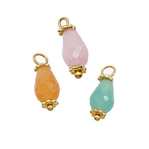 Mix Gemstone Pendant Teardrop Copper Gold Plated, approx 6-9mm [GM25142]