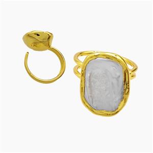 Pearl Copper Rings Gold Plated, approx 16-21mm, 20mm dia [GM25157]