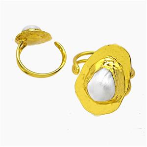 gemstone ring, gold plated, approx 20-32mm, 20mm dia [GM25158]