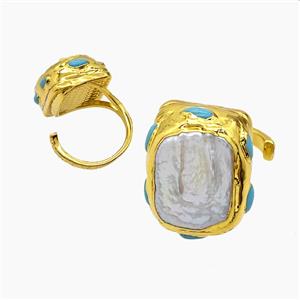 gemstone ring, gold plated, approx 20-23mm, 20mm dia [GM25159]