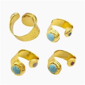 Magnesite Turquoise Copper Rings Gold Plated, approx 10mm, 15mm, 20mm dia [GM25161]