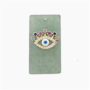 Natural Green Strawberry Quartz Rectangle Pendant Pave Eye Zirconia, approx 13-25mm [GM25279]
