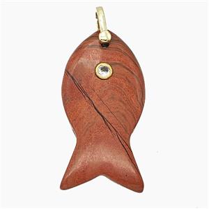 Natural Re Jasper Fish Pendant Pave Zirconia, approx 20-40mm [GM25303]
