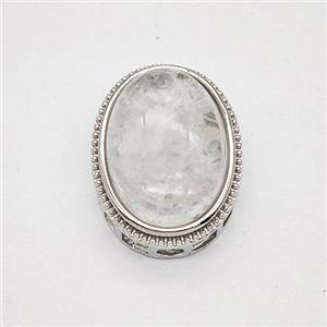 Clear Quartz Alloy Oval Beads Platinum Plated, approx 17-21mm [GM25587-S]