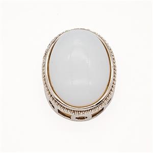 White Opalite Alloy Oval Beads Platinum Plated, approx 19-23mm [GM25589-L]
