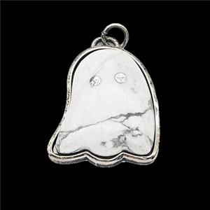 White Howlite Turquoise Halloween Ghost Pendant, approx 19-22mm [GM25637]
