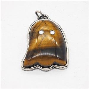 Tiger Eye Stone Halloween Ghost Pendant, approx 19-22mm [GM25640]