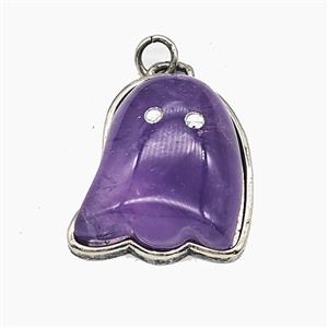 Purple Amethyst Halloween Ghost Pendant, approx 19-22mm [GM25643]