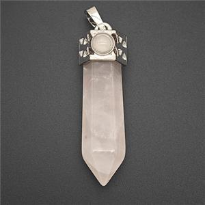 Pink Rose Quartz Prism Pendant, approx 9-35mm [GM25646]