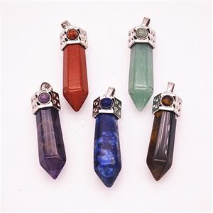 Gemstone Pendant, Antique Silver Plated, approx 9-35mm [GM25653]