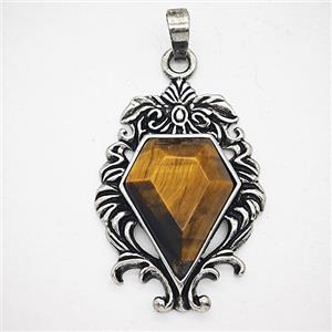 Retro Gothic Magic Energy Amulet Charms Alloy Pendant Pave Tiger Eye Antique Silver, approx 25-36mm [GM25702]
