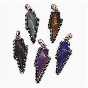 Natural Gemstone Lightning Pendant Mixed, approx 18-40mm [GM25725]