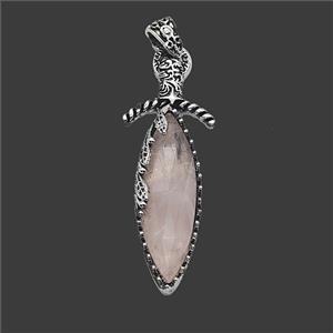 Alloy Sword Pendant Pave Rose Quartz Antique Silver, approx 20-60mm [GM25727]