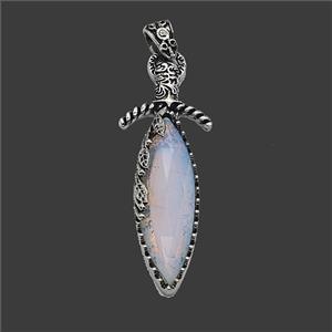 Alloy Sword Pendant Pave Opalite Antique Silver, approx 20-60mm [GM25728]