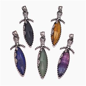Alloy Sword Pendant Pave Gemstone Antique Silver Mixed, approx 20-60mm [GM25735]