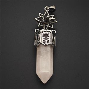 Pink Rose Quartz Prism Pendant, approx 12-60mm [GM25737]