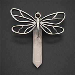 Alloy Dragonfly Pendant Pave Rose Quartz Prism Antique Silver, approx 6-34mm, 20-40mm [GM25746]