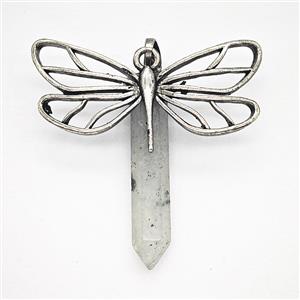 Alloy Dragonfly Pendant Pave Labradorite Prism Antique Silver, approx 6-34mm, 20-40mm [GM25748]