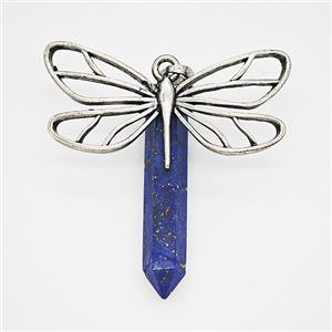 Alloy Dragonfly Pendant Pave Lapis Lazuli Prism Antique Silver, approx 6-34mm, 20-40mm [GM25752]