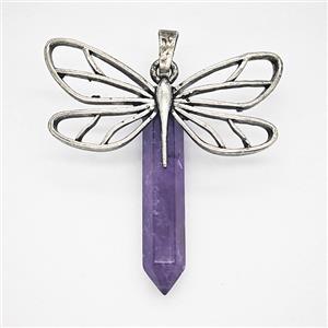 Alloy Dragonfly Pendant Pave Purple Amethyst Prism Antique Silver, approx 6-34mm, 20-40mm [GM25753]