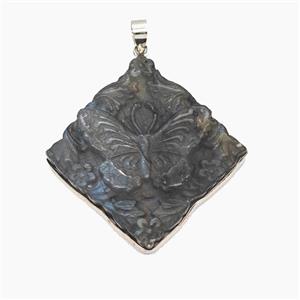 Natural Labradorite Butterfly Pendant Carved, approx 30-40mm [GM25756]