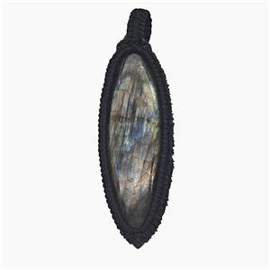 Natural Labradorite Leaf Pendant Wire Wrapped, approx 20-55mm [GM25764]