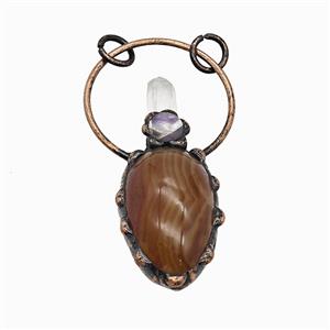 Gemstone Pendant, Red Copper Plated, approx 22-60mm [GM25834]