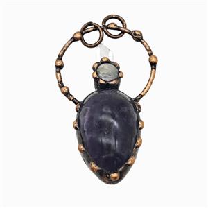 Gemstone Pendant, Red Copper Plated, approx 22-60mm [GM25835]