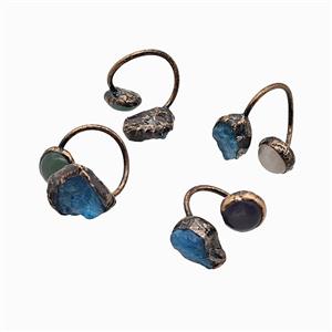Gemstone Pendant, Red Copper Plated, approx 11-15mm, 18mm dia [GM25894]