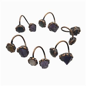 Gemstone Pendant, Red Copper Plated, approx 10-15mm, 18mm dia [GM25895]