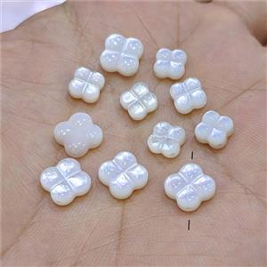 White MOP Shell Clover Beads, approx 8mm [GM25930-8MM]