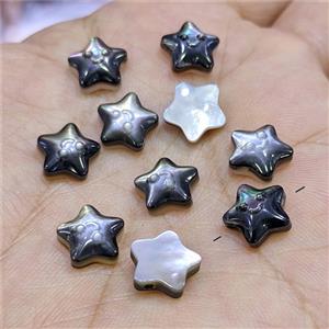 Black MOP Shell Star Beads Smileface Dye, approx 10mm [GM25936]