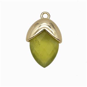 Olive Dye Jade Oval Pendant Copper Gold Plated, approx 12-17mm [GM25962]