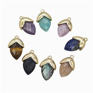 Mix Gemstone Oval Pendant Copper Gold Plated, approx 12-17mm [GM25966]