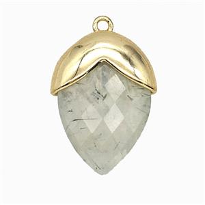 Green Prehnite Oval Pendant Copper Gold Plated, approx 18-24mm [GM25970]