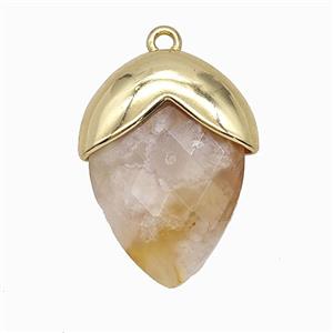 Sakura Agate Oval Pendant Copper Gold Plated, approx 18-24mm [GM25971]