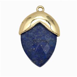 Blue Lapis Lazuli Oval Pendant Copper Gold Plated, approx 18-24mm [GM25980]